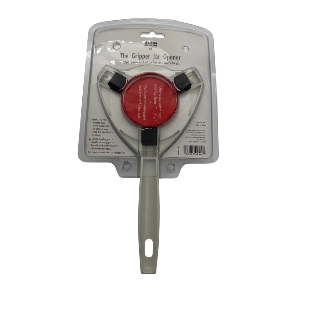 Kuhn Rikon The Gripper Jar Opener White Red Adjustable Lid Bottle Opener  NEW